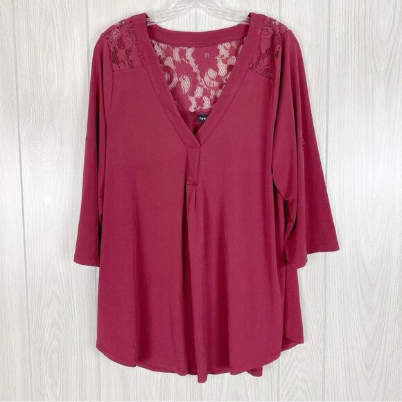 torrid Tops - Torrid | Harper Studio Knit Dark Red Lave Pullover Blouse Size 2X